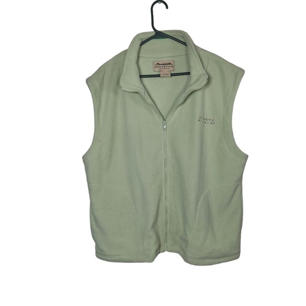 Momentum‎ Fleece Vest Upper Peninsula Michigan Mint Green Full Zip Womens Large